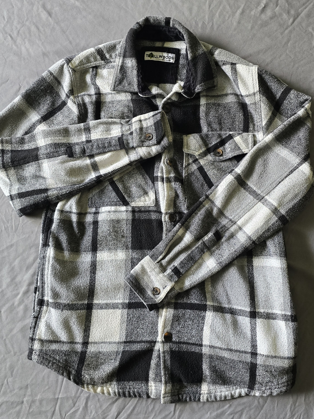 Tallwoods Black & Gray Plaid Button-Up Shacket